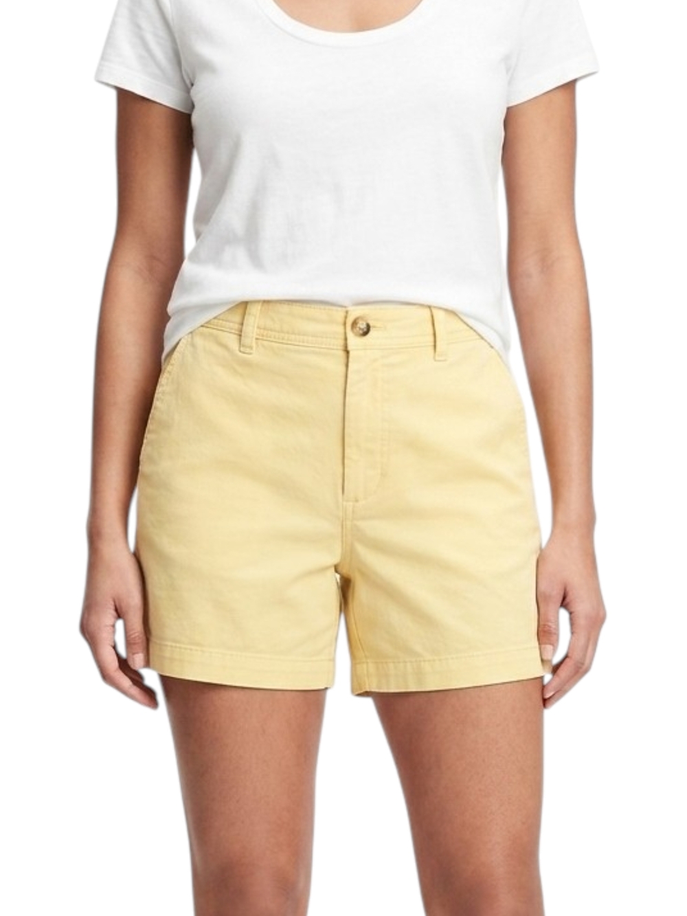 St. John’s Bay Vintage High Waisted Pleated Cotton Shorts Pale Yellow Size 8
